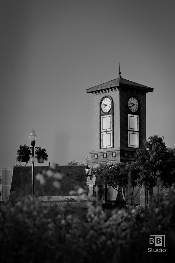 Black and white photo of downtown Algonquin Illinois in McHenry County