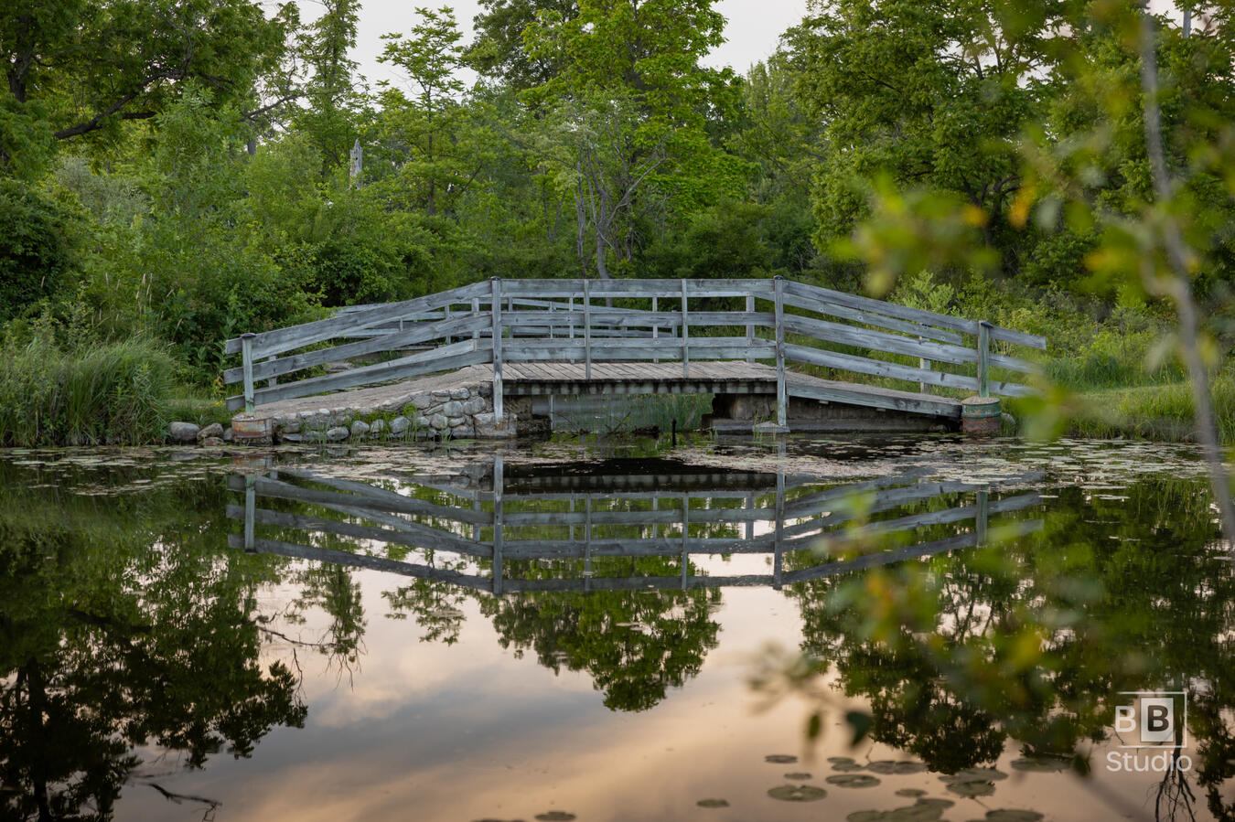 Reflection bridge and sky at Fel-Pro McHenry County Illinois