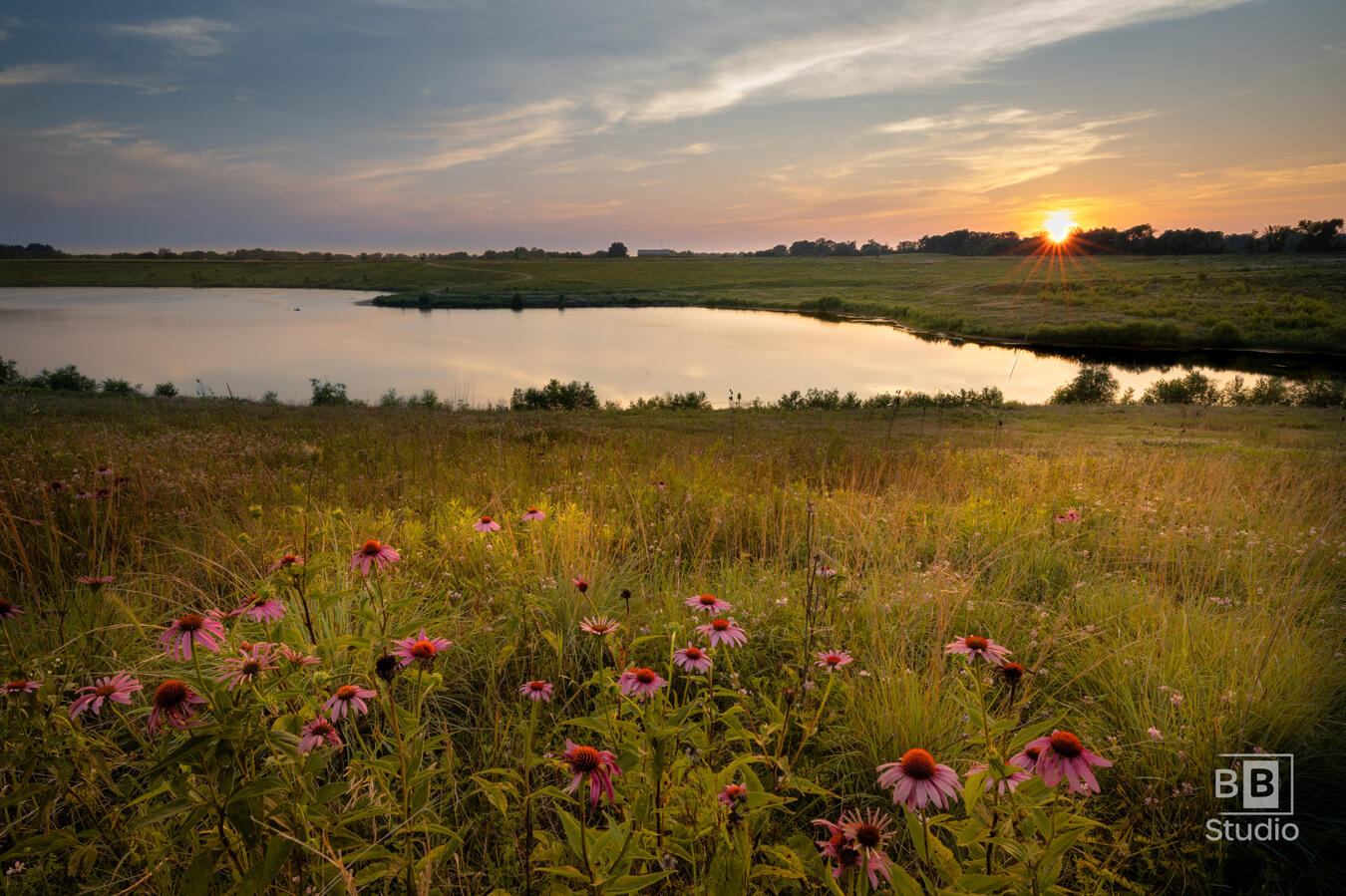 Sunset over Cary Lake in McHenry County Illinois